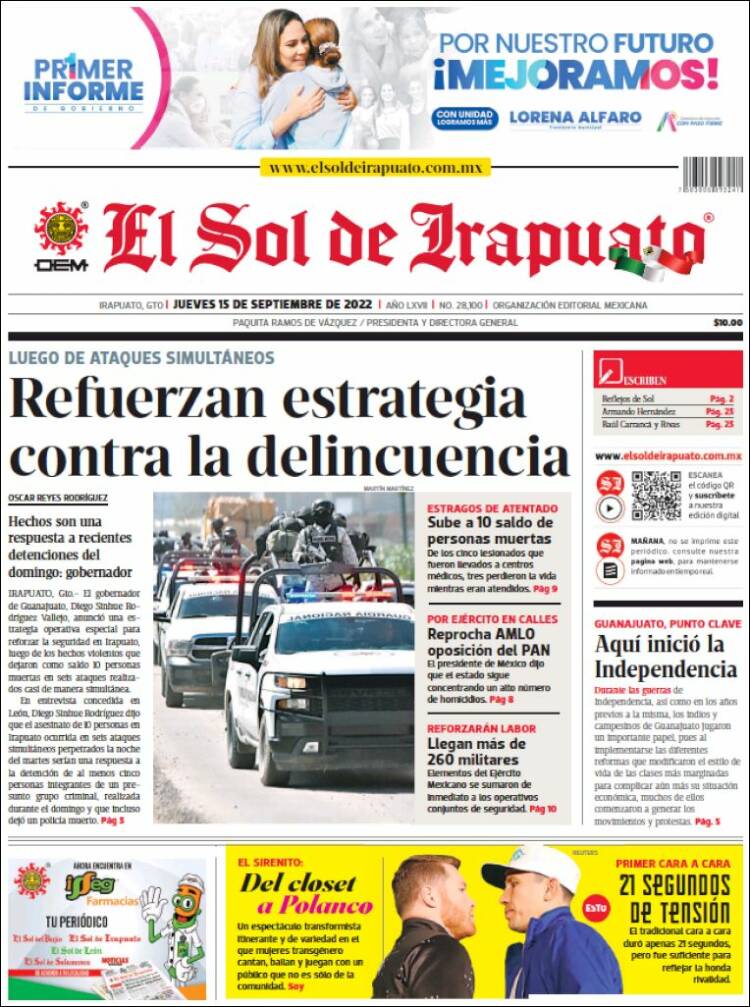 Portada de El Sol de Irapuato (Mexico)