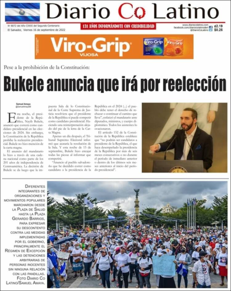 Portada de Diario Co Latino (El Salvador)
