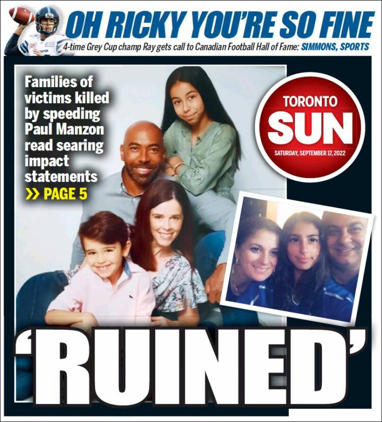 Portada de The Toronto Sun (Canadá)