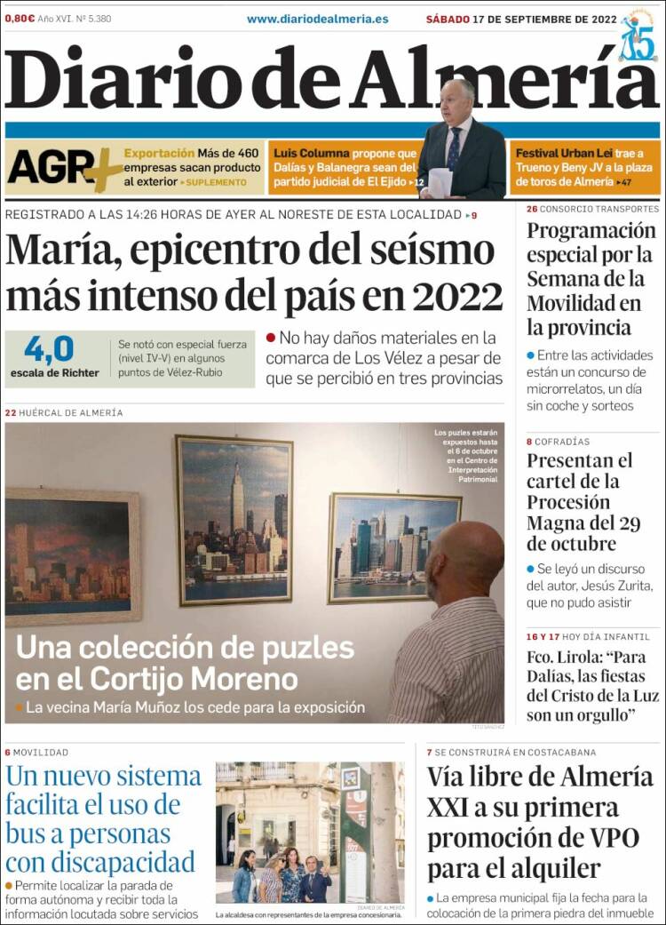 Portada de Diario de Almería (España)