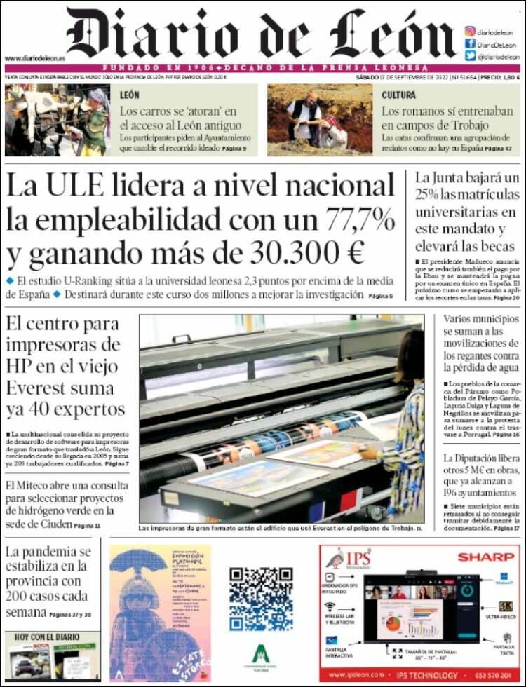 Portada de Diario de León (España)