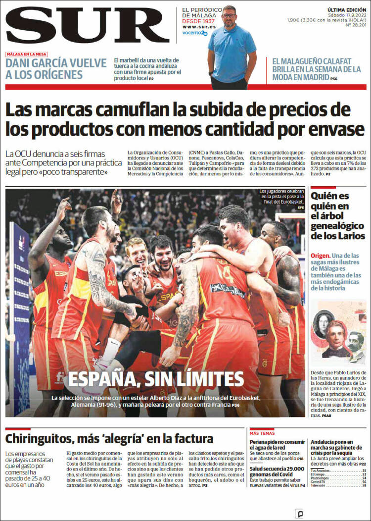 Portada de Diario el Sur (España)