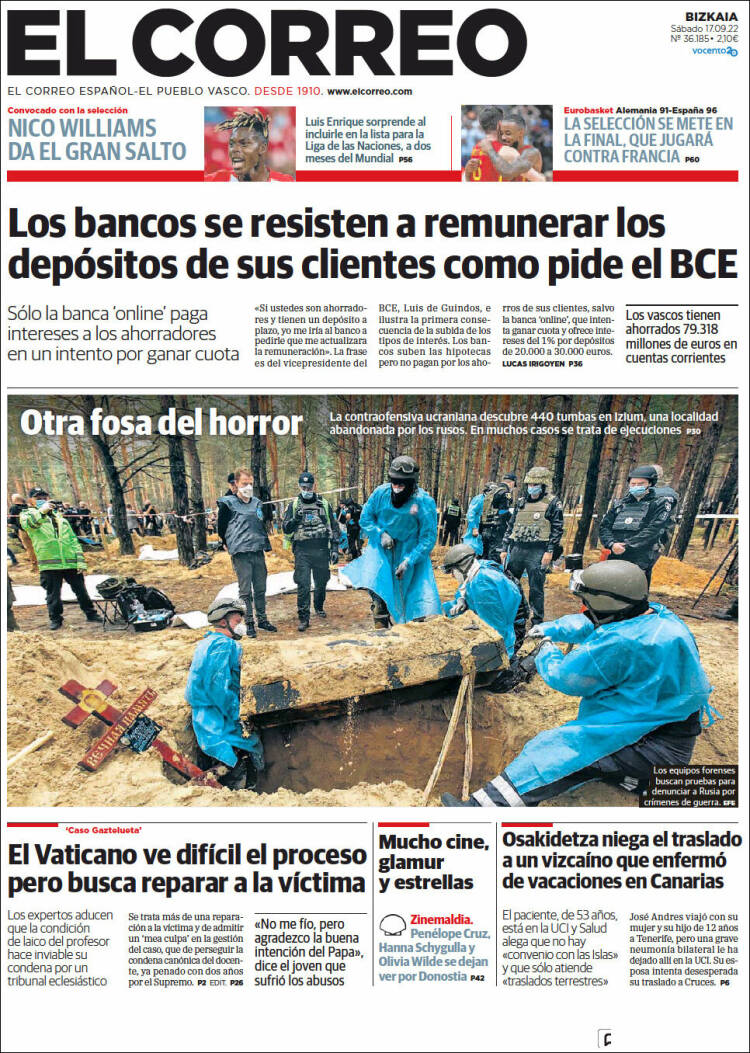 Portada de El Correo (España)