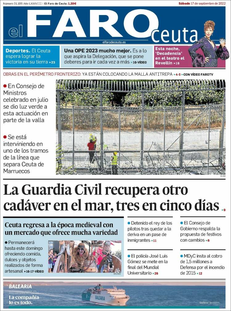 Portada de El Faro de Ceuta (España)