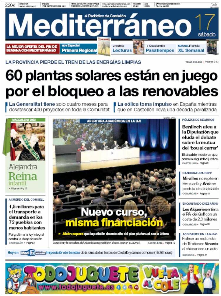 Portada de El Periódico Mediterraneo (España)