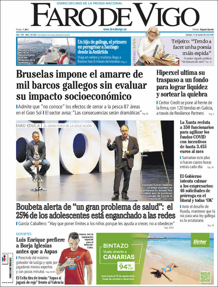 Portada de Faro de Vigo (España)