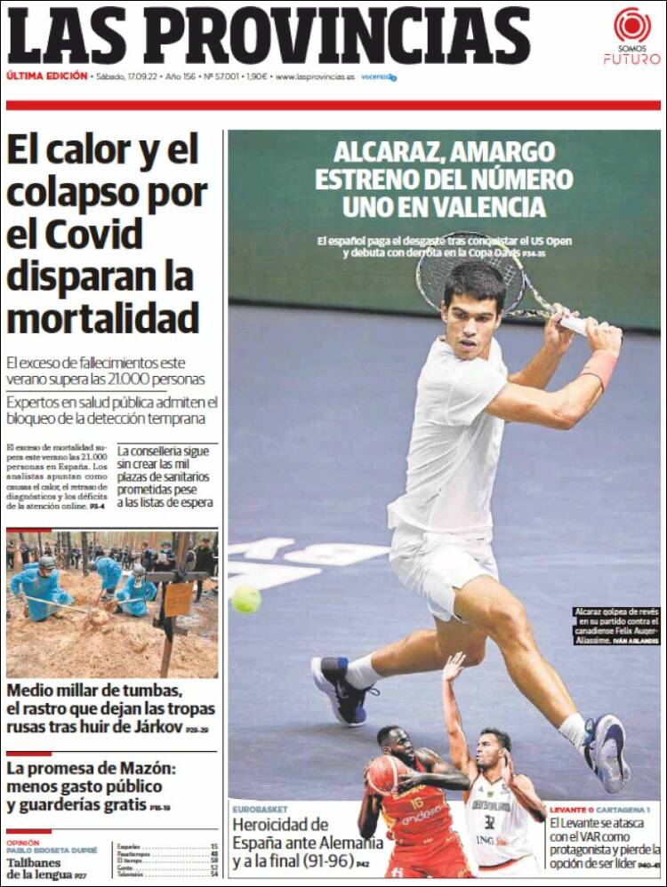 Portada de Las Provincias (España)