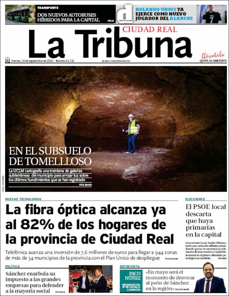 Portada de La Tribuna de Ciudad Real (España)