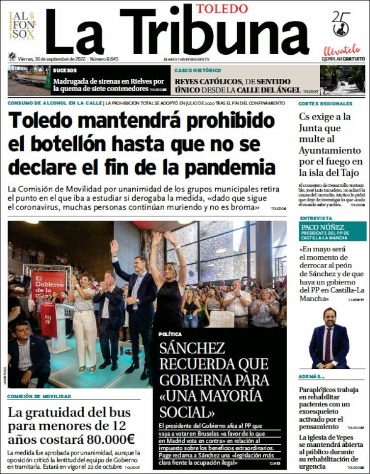Portada de La Tribuna de Toledo (España)