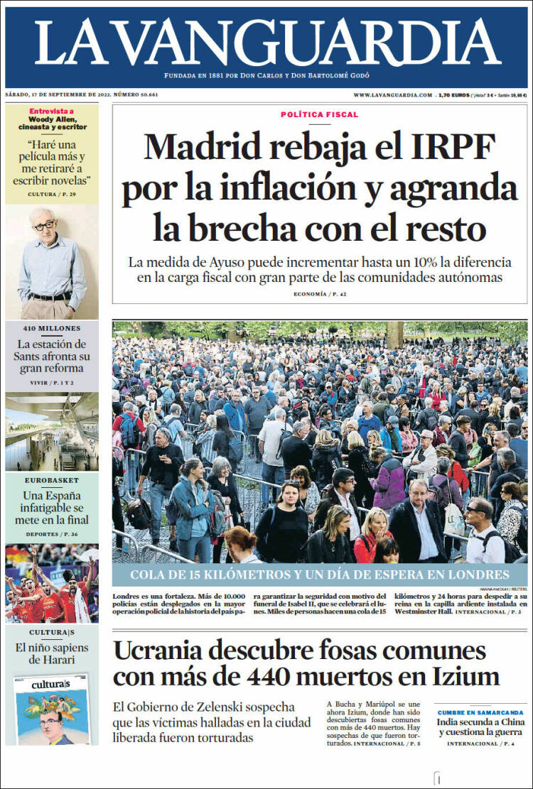 Portada de La Vanguardia (España)