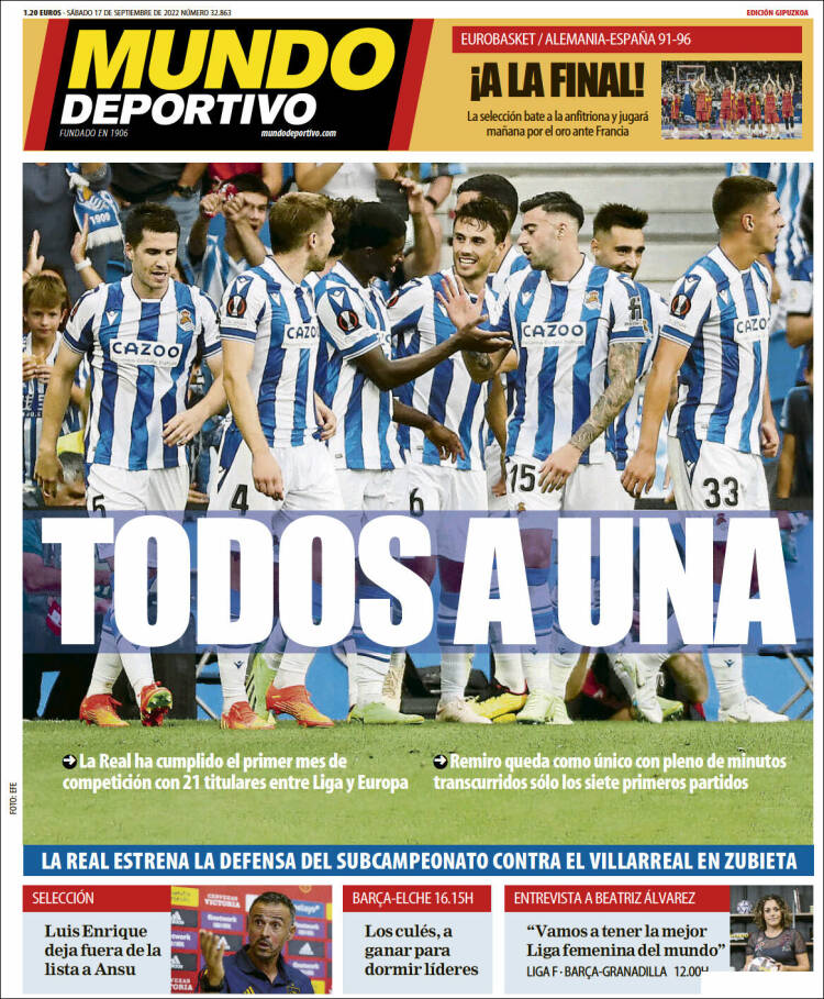 Portada de Mundo Deportivo Gipuzkoa (España)