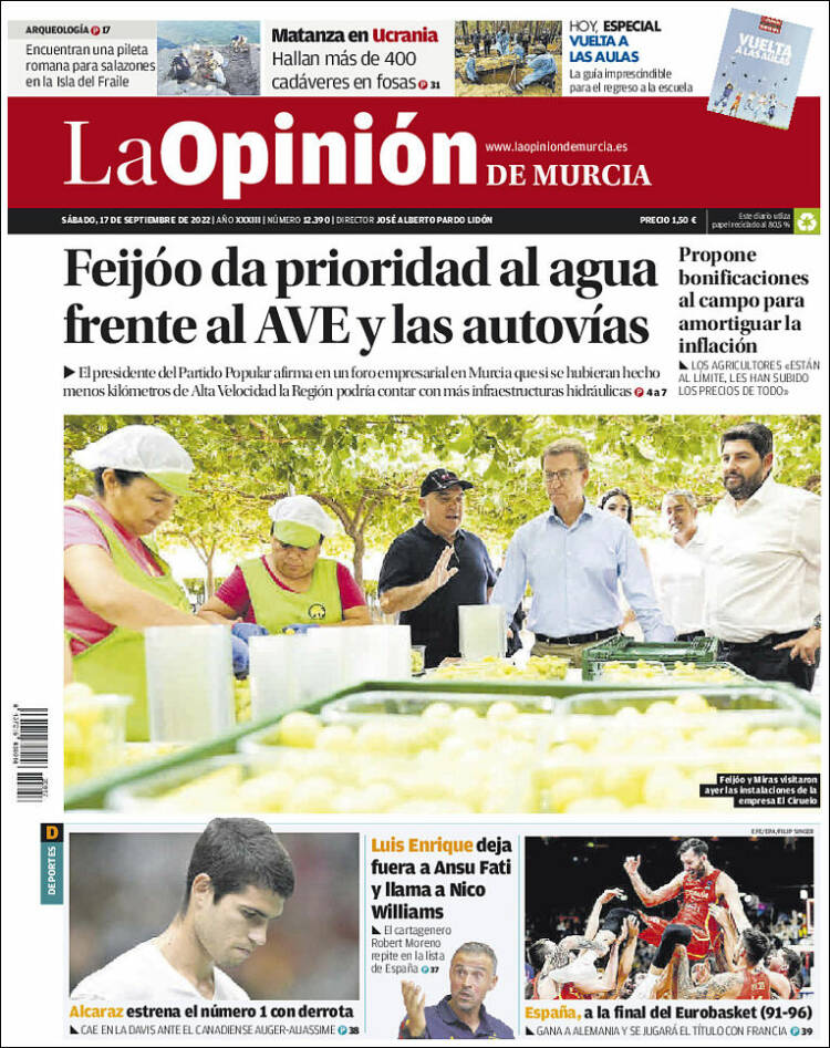 Portada de La Opinión de Murcia (España)