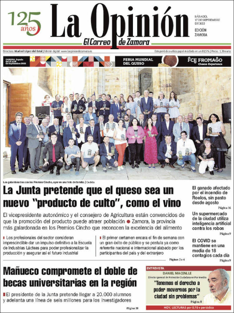 Portada de La Opinión - El Correo de Zamora (España)