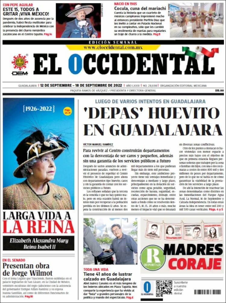 Portada de El Occidental (M&eacute;xico)