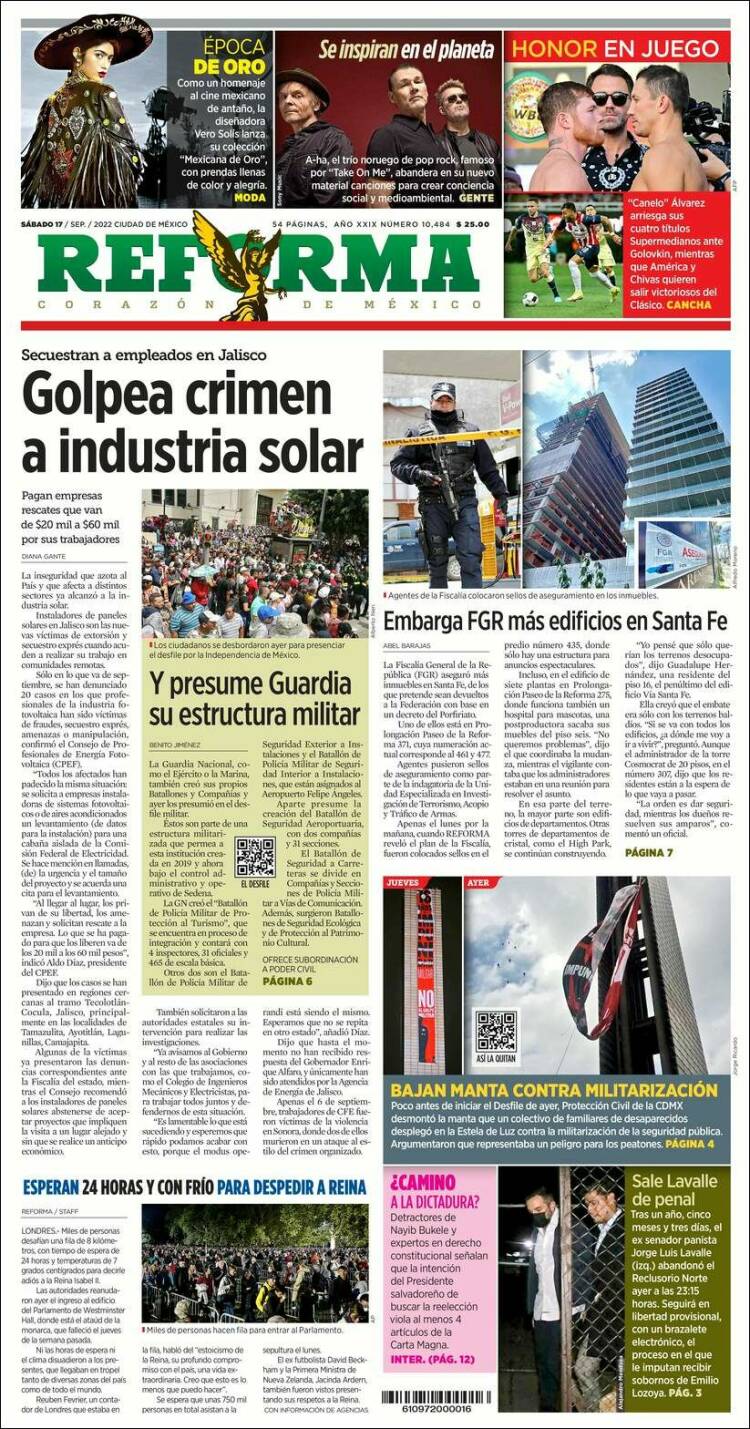 Portada de Reforma (M&eacute;xico)