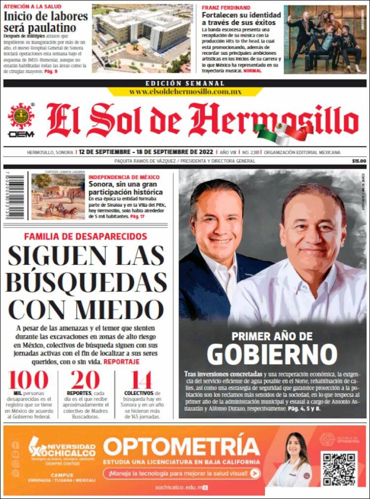 Portada de El Sol de Hermosillo (M&eacute;xico)