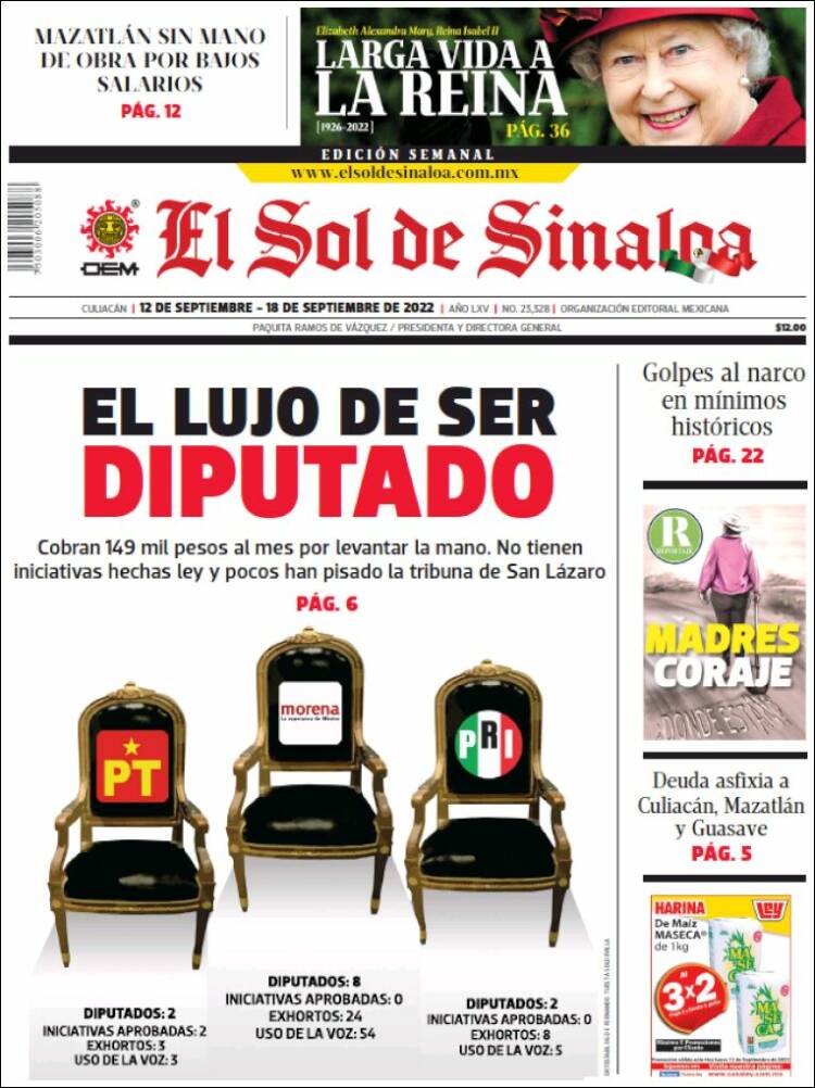 Portada de El Sol de Sinaloa (M&eacute;xico)