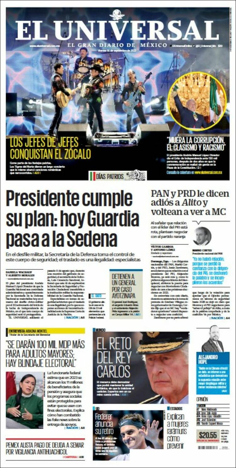 Portada de El Universal (M&eacute;xico)
