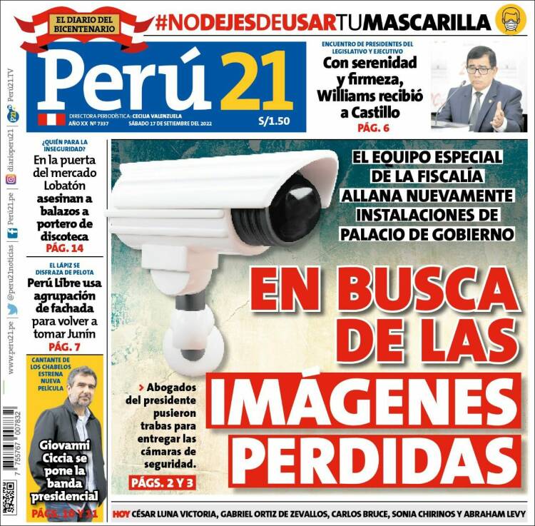 Portada de Perú 21 (Peru)