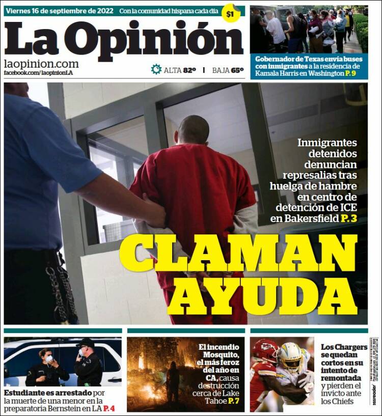 Portada de La Opinión (USA)