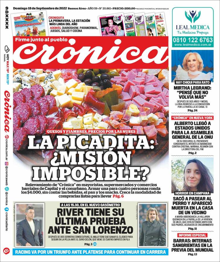 Portada de Crónica (Argentina)