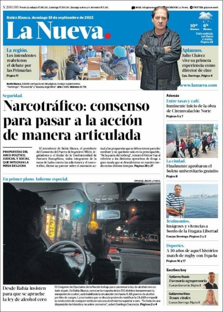 Portada de La Nueva Provincia (Argentina)