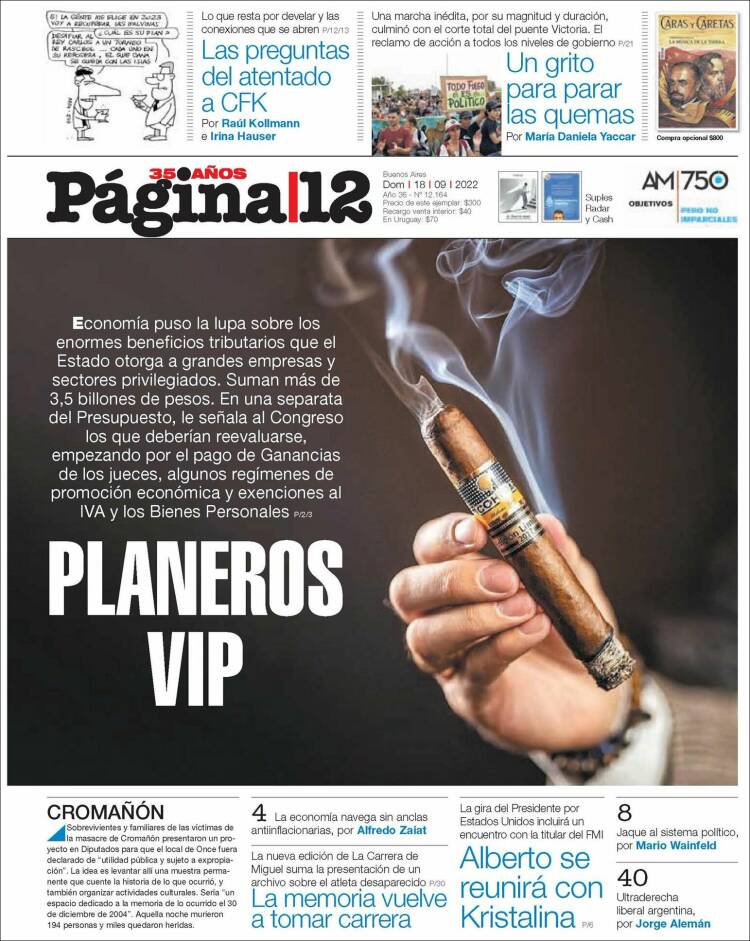 Portada de Página/12 (Argentina)