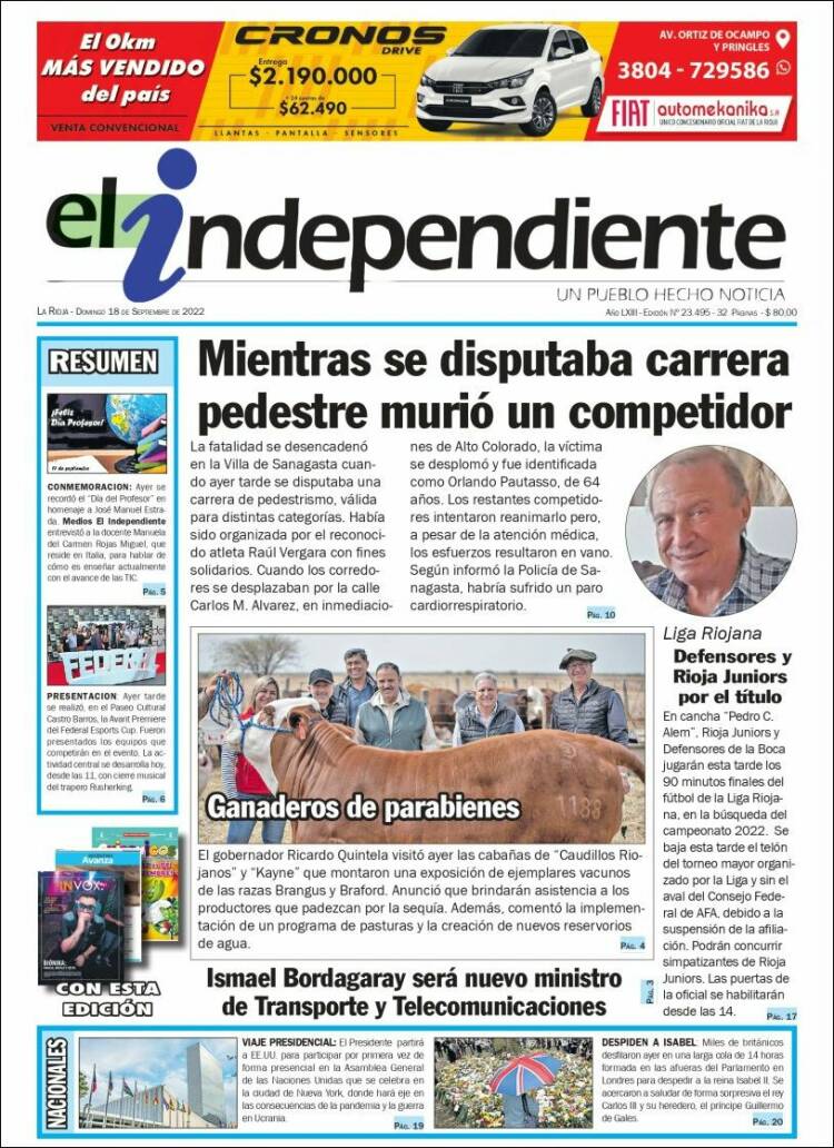 Portada de El Independiente (Argentina)