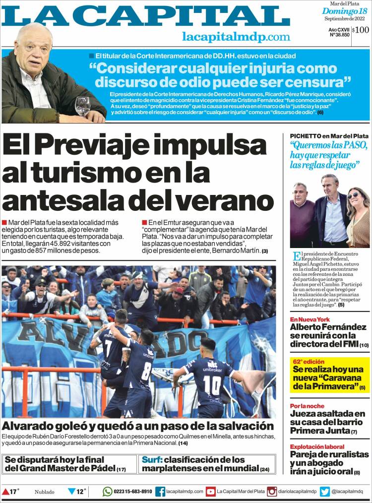 Portada de Diario La Capital - Mar del Plata (Argentina)