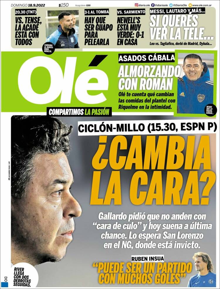 Portada de Olé (Argentina)