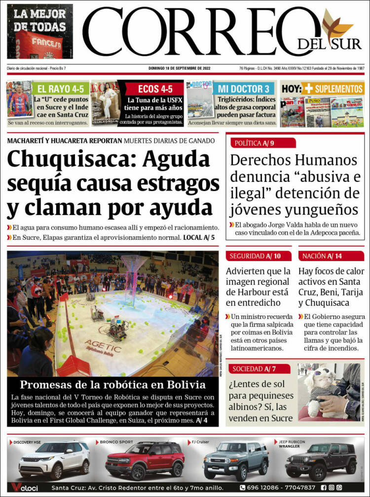 Portada de Correo Sur (Bolivia)