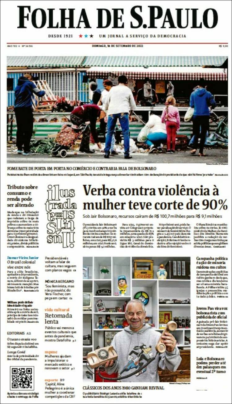 Portada de Folha de São Paulo (Brasil)