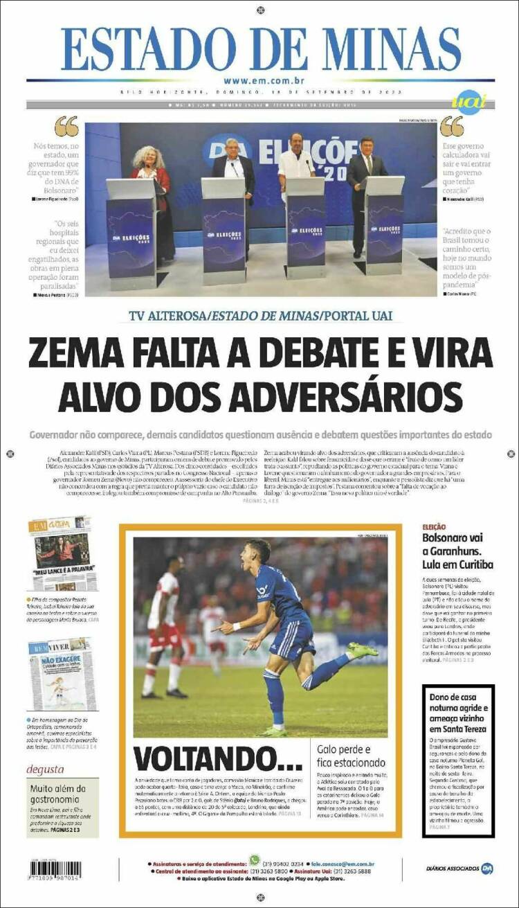 Portada de Jornal Estado de Minas (Brasil)