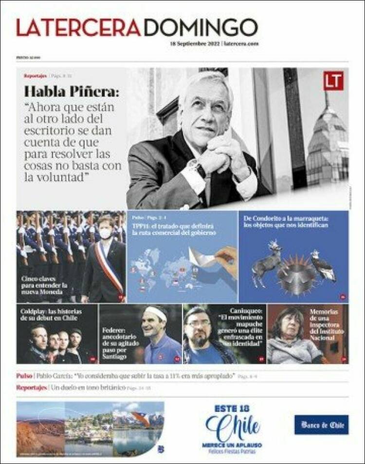 Portada de La Tercera (Chile)