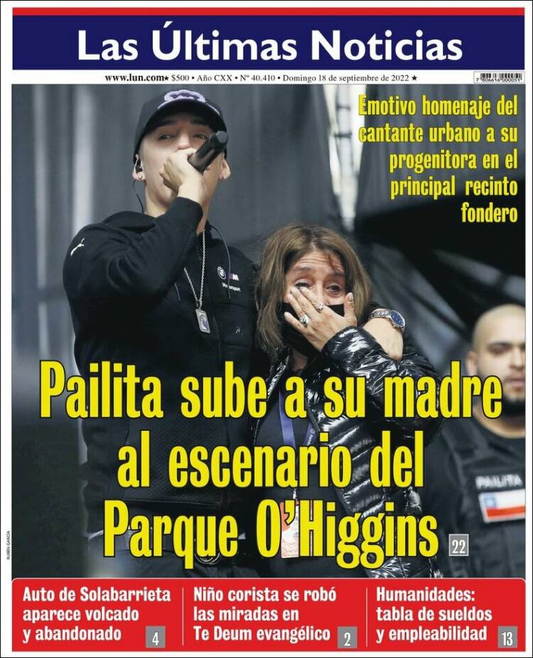 Portada de Las Últimas Noticias (Chile)