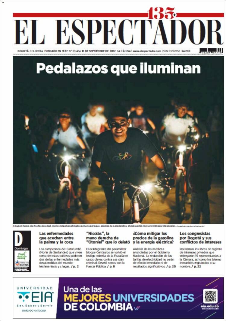 Portada de El Espectador (Colombia)