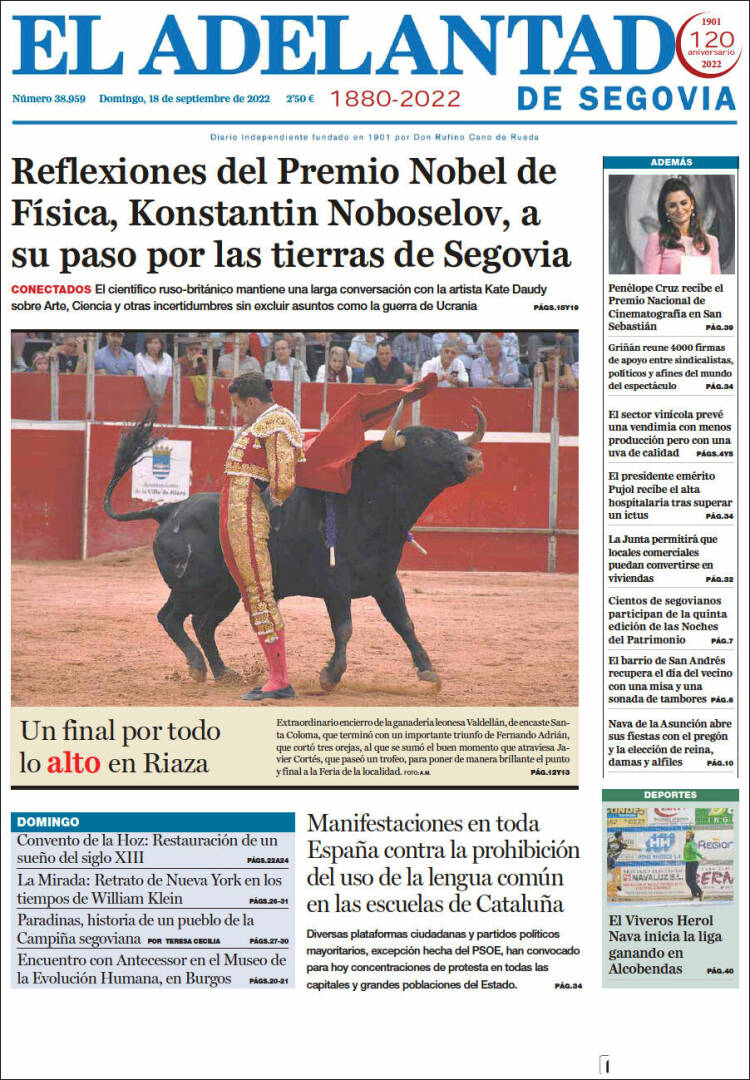 Portada de El Adelantado de Segovia (España)