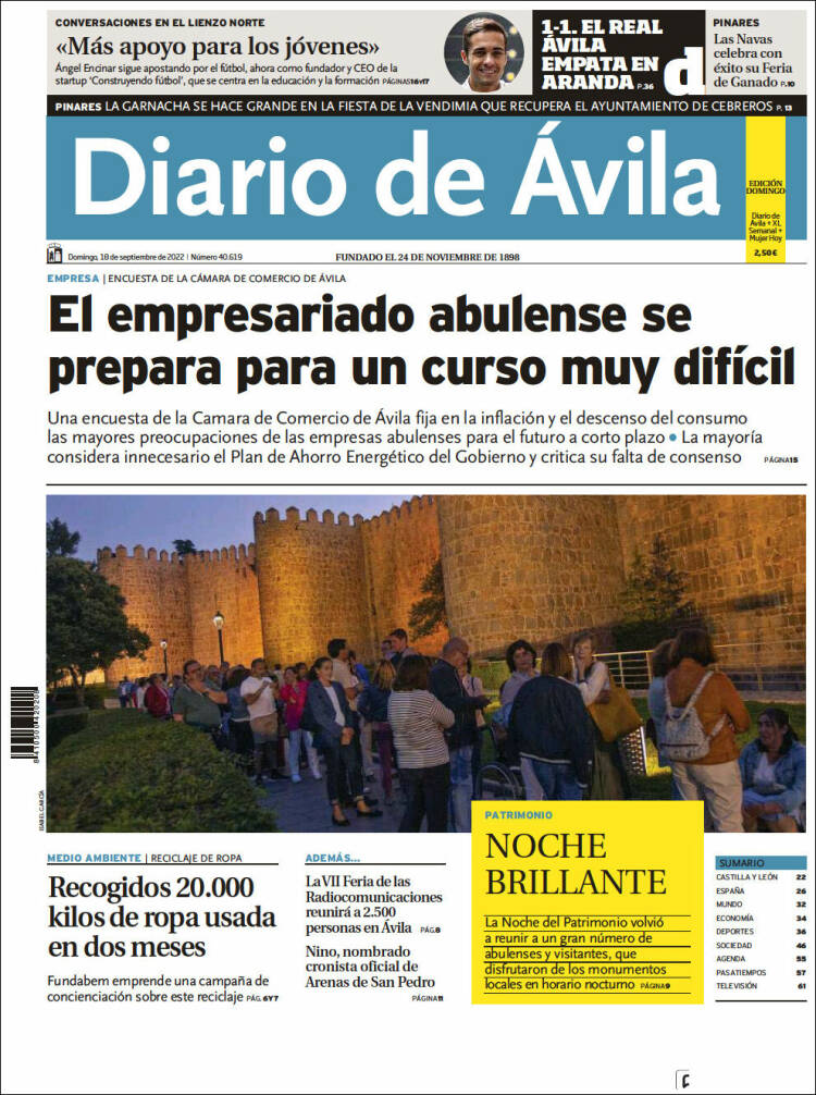 Portada de Diario de Ávila (España)