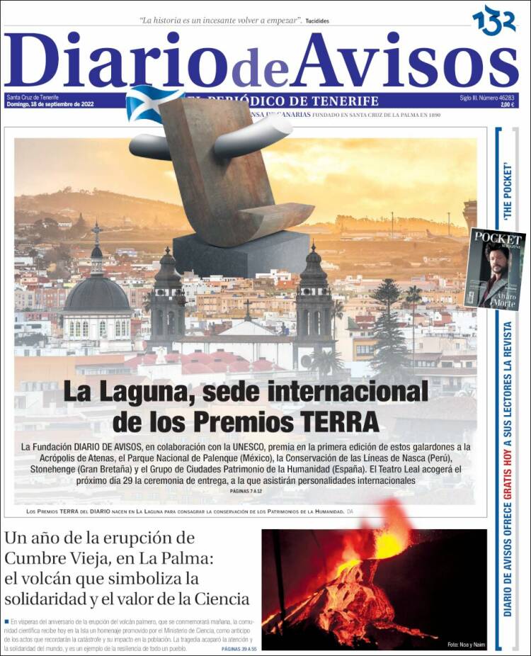 Portada de Diarios de Avisos (España)