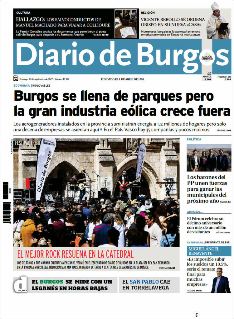 Portada de Diario de Burgos (España)