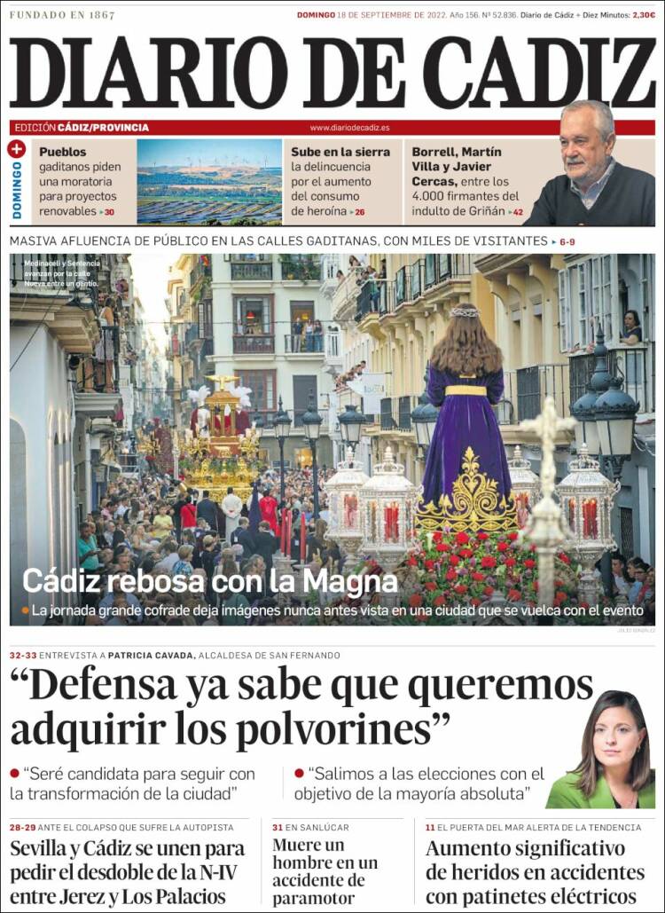 Portada de Diario de Cádiz (España)