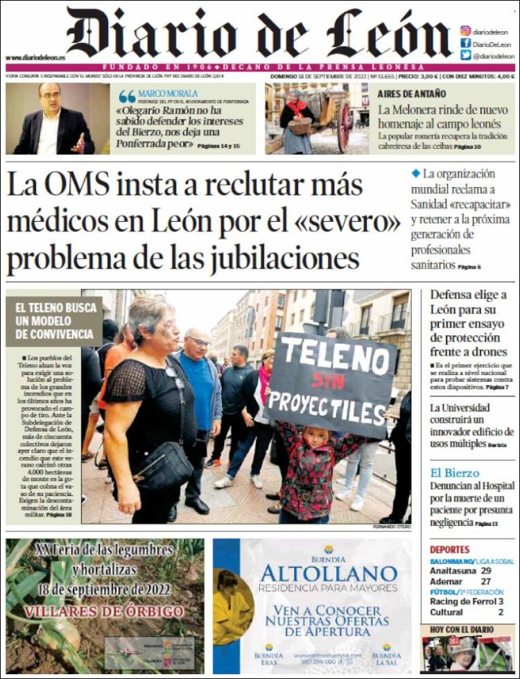 Portada de Diario de León (España)