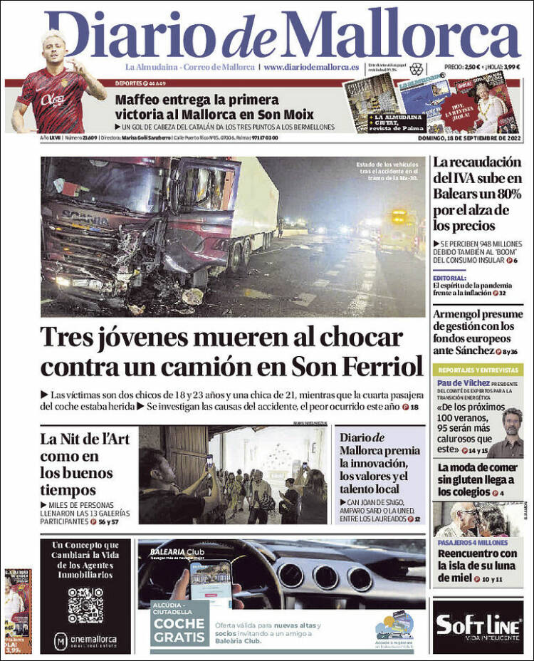 Portada de Diario de Mallorca (España)