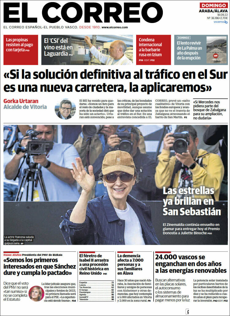 Portada de El Correo - Álava (España)