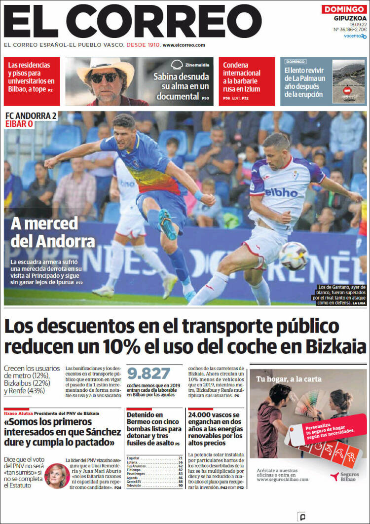 Portada de El Correo - Guipuzcoa (España)
