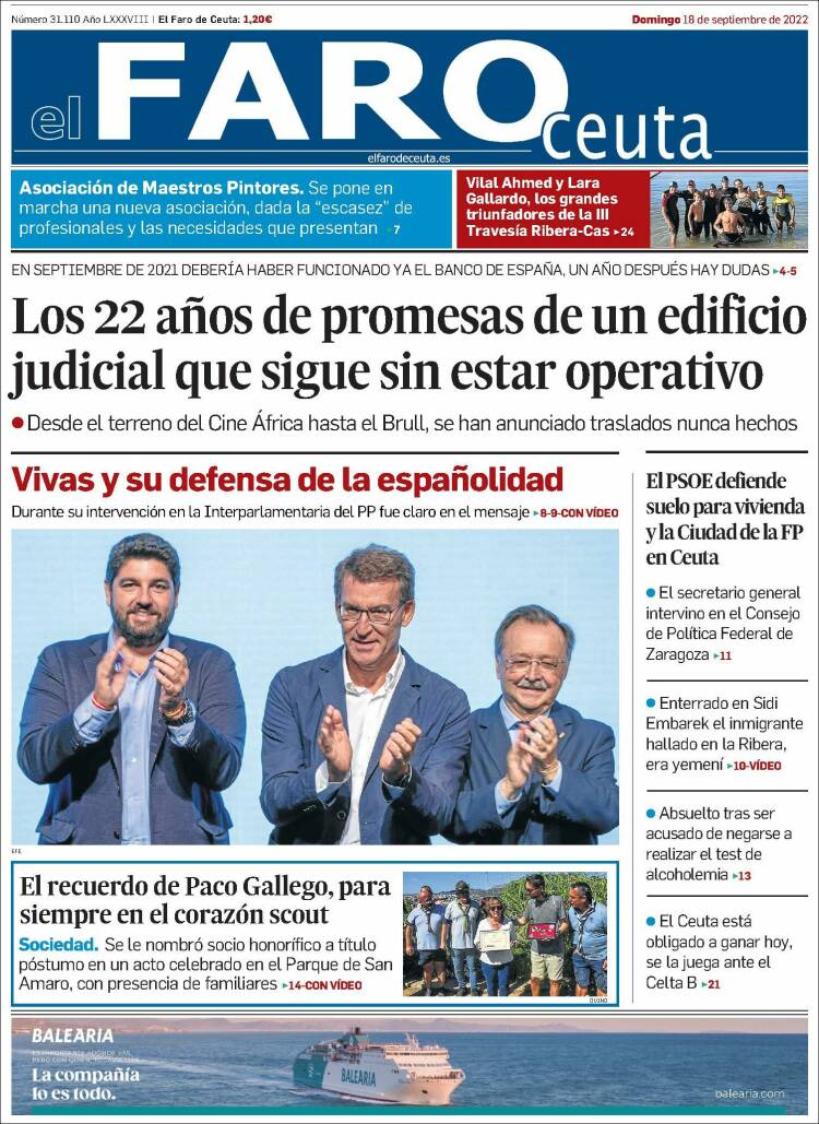 Portada de El Faro de Ceuta (España)