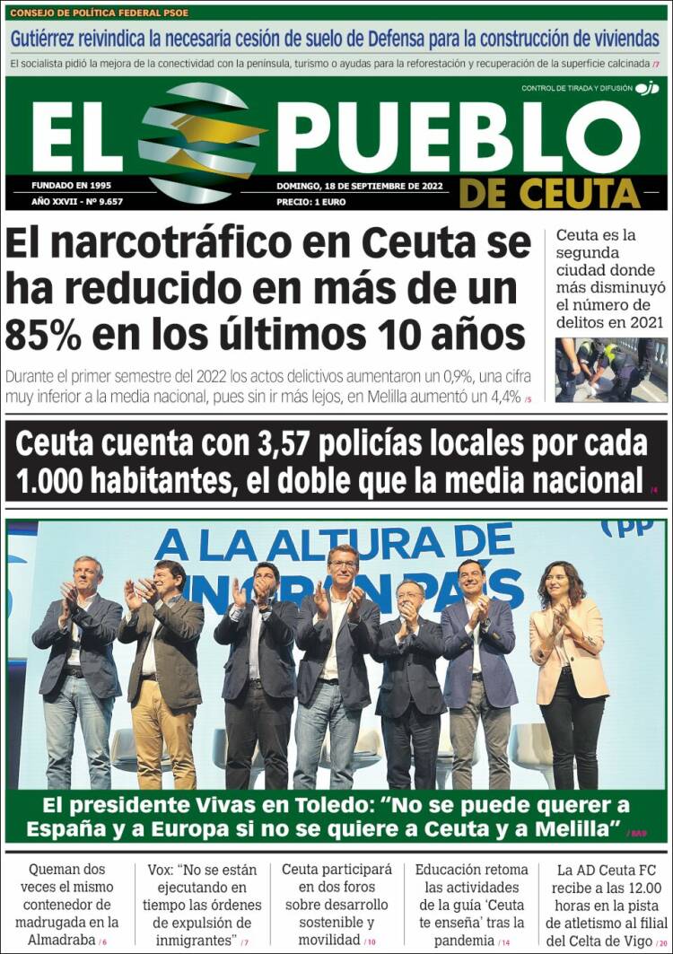 Portada de El Pueblo de Ceuta (España)