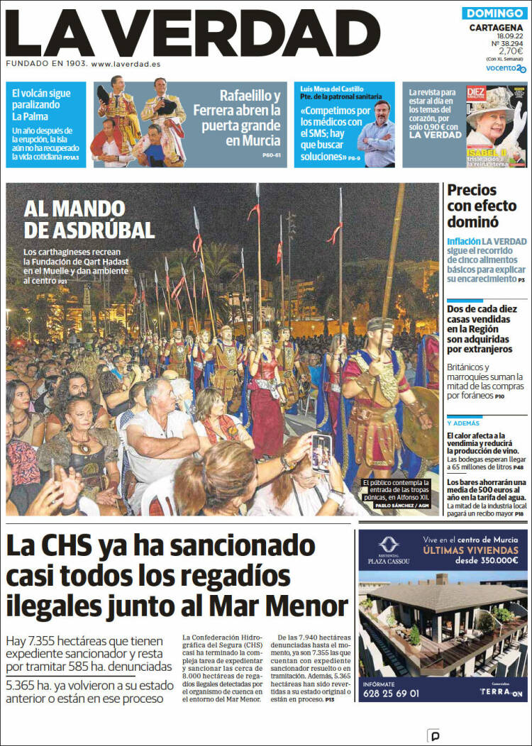 Portada de La Verdad de Cartagena (España)