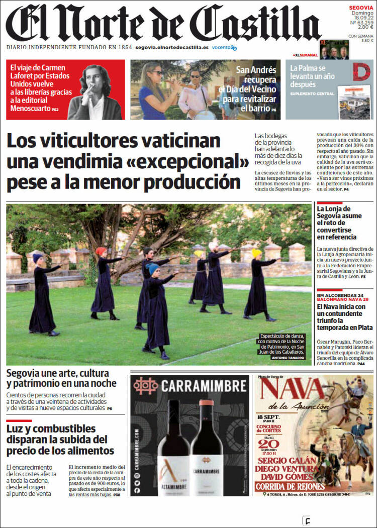 Portada de Norte de Castilla - Segovia (España)