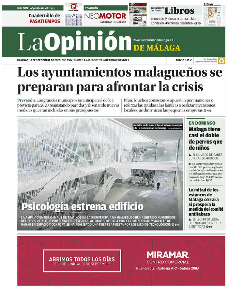 Portada de La Opinión de Málaga (España)